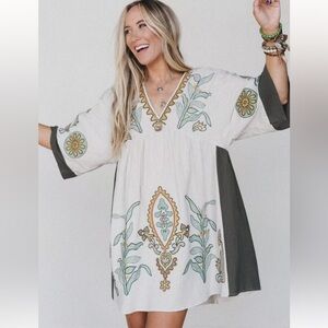 Sunday up Elegant Cream and Brown Dress like new/ great for Rodeo time Cowgirl